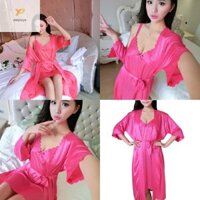 Ppy Nữ Lụa Pyjama Bộ Áo Lụa Có Váy Ngủ 2 Đồ Ngủ Ren Cami Váy Ngủ Kimono Phù Dâu Bộ