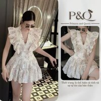 P&Q vd5 | Đầm váy xòe chân váy mini vải hoa nhí xô thêu đục lỗ có bigsize | P&Q vd5
