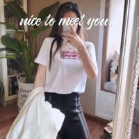 Prada6319 Phong Cách Mới Cotton Nguyên Chất Rời Cổ Tròn Nam Nữ Áo Thun