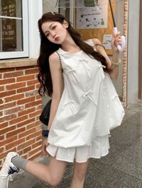 [Pre-Order] Set Áo Không Tay Dáng Bí Ngô + Váy Xếp Li Ngắn Cho Nữ Mùa Hè Mới