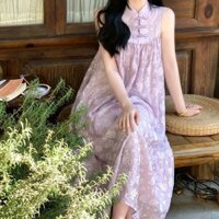 [Pre-Order] Váy Hoa Sát Nách Cổ Đứng Dáng Dài Kiểu Trung Quốc Thanh Lịch Cho Mùa Hè Mới
