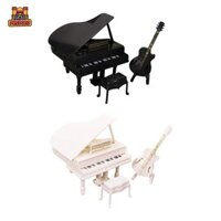 Predolo 1 / 12 Nhà Búp Bê Mini Grand Piano Và Guitar Trang Trí Phong Cảnh Cuộc Sống Nhạc Cụ Cho Phòng Khách Nhà Phòng Nhạc Playhouse