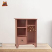 Predolo 1 / 12 Nhà Búp Bê Tủ Gỗ Tủ Quần Áo Mini Giá DIY Phụ Kiện Giá Treo Quần Áo Có Ngăn Kéo Để Trang Trí Phong Cảnh Đồ Nội Thất