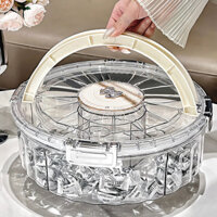 Preferred#[6579People Collection]High-End Fruit Plate Household Living Room Coffee Table Dried Fruit Tray Fruit Box Sealed Moisture-Proof New Year Melon Seeds Snack Nut Swing Plate Storage WY12