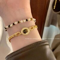 Preferred#Fashion Versatile Elegant Niche Light Luxury Tiger Eye Stone Zircon Double Layer Stacked Bracelet for Women High-end Simple Bracelet for Women WY12