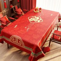 Preferred#New Year Red Tablecloth Oil-Proof Waterproof Atmosphere Decoration2025Chinese New Year Festive Dining Table Wedding Coffee Table Cloth WY12