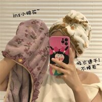 Preferred#[Shop Hot Sale]ins Small Floral Hair-Drying Cap Women's Thickened Water-Absorbing Quick-Drying Headcloth Lint-Free Bath Shower Cap Household Hair Drying Towel WY12