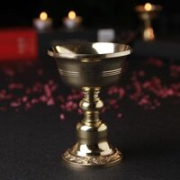 Preferred#Tibetan Buddhist Religious Supplies Pure Copper Gesang Flower Foot Butter Lamp Holder Buddha Offering Lamp Caliber 8cmWY12