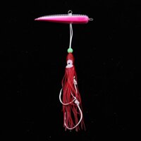 Premium Artificial Cuttlefish Iron Plate Lures Baits with Squid Hook 100g for Sea Fishing - Red