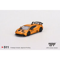 (Premium bánh cao su) Xe mô hình MINI GT (No511) Lamborghini Huracán STO Arancio Borealis