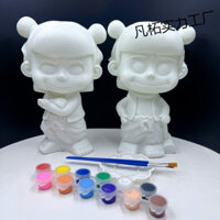 Premium Selection#Nezha Painted Graffiti Plaster Doll Coloring Figurine Handmade Piggy Bank White Blank Coloring3DAILY