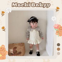 [Pre_order] Set đồ hè thu yếm chân váy xòe + áo cổ bồng tiêu thư siêu xinh phong cách Hàn cute Mochi Baby