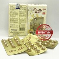 Pretty Aloe viên vitamin E bôi dưỡng da, trắng da - Vitamin E, Tinh dầu Jojoba, Lô hội