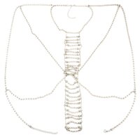 Pretty Crystal Rhinestone Bra Body Chain Harness Crossover Necklace Gold - Silver