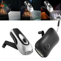 Prettyia Di Động Tay Quay Đèn Pin Cắm Trại Đèn 3 Đèn Pin LED Cầm Tay