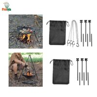 Prettyia Grill Pan Tripod Đứng Lửa Trại Nướng Chân Máy Cho Dã Ngoại Câu Cá Thịt Nướng