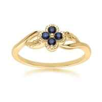 PRIMA Nhẫn Vàng 9K - Đính Đá Blue Sapphire - BST LUCKY FLOWER - 135R2048-02