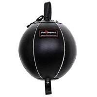 Pro Impact Genuine Leather Double End Boxing Punching Bag - Speed Striking & Dodge Training Ball - Includes Cords & Hooks for Gym Workout MMA Muay ...