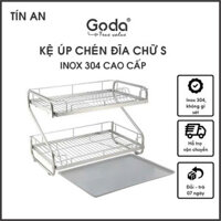 Prota Kệ inox 304 úp chén dĩa 2 tầng chữ S có khay hứng nước GD-115A