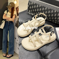 Prowow❤Dép sandal nữ mới thời trang đế phẳng dép đi biển