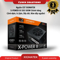 PSU CST XIGMATEK X-POWER III 550 500W Chính hãng (2x4+4pin, 6+2pin, Dây dài, Kèm dây )