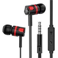 PTM Wired In-ear Earphones Stereo Gaming Headset Headphones with In-line Control &amp; Microphone for PSP iPhone iPad - Black &amp; Red