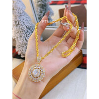 PTNACC Dây chuyền, vòng cổ xoắn mai 3li cao cấp phối mặt hoa tia đính đá sáng đẹp dành cho nữ