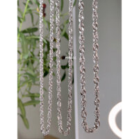 PTNACC Dây chuyền, vòng cổ xoắn lá 4D xi bạch kim, xi mạ vàng siêu sáng nhiều size phù hợp cho nam, nữ