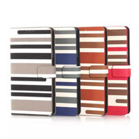 PU Stripe Wallet Leather Stand Case For Samsung Note4 N9100