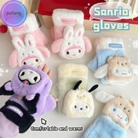 Pufang 1 Cặp Kawaii Sanrio Kuromi Găng Tay Giữ Nhiệt Mùa Đông Cinnamoroll Pochacco Găng Tay Lật Cô Gái Ngọt Ngào Dày Găng Tay vn