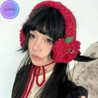 Pufang Thiết Kế Hình Dạng Dễ Thương Bịt Tai Sang Trọng Màu Đỏ Dành Cho Nữ Thu Đông Bảo Vệ Tai Ấm Áp Thời Trang Dây Đa Năng Băng Đô Quấn Tóc vn