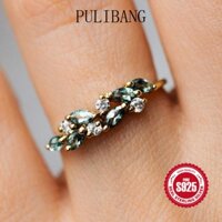 Pulibang Vàng 18K Hàng Mới Về Bán Đơn Giản Và Tươi Lá Hình Học Phù Hợp Với Bông Tai Ngón Tay Nhỏ Nhẫn