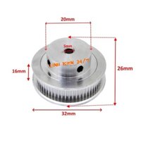 PULLEY BÁNH RĂNG NHÔM 3M30 30 RĂNG BẢN RỘNG ĐAI 16MM TRỤC 5MM