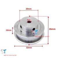 Pulley Bánh Răng Nhôm 3M30 30 Răng Bản Rộng Đai 16mm Trục 5mm