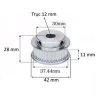 Pulley Bánh Răng Nhôm 3M40 40 Răng Bản Rộng Đai 11mm Trục 12mm