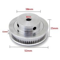 PULLEY BÁNH RĂNG NHÔM 3M50 50 RĂNG RỘNG ĐAI 11MM TRỤC 8MM