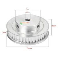 Pulley Bánh Răng Nhôm 40 Răng-XL-Trục 6mm Đường Kính 64mm