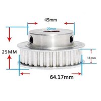 PULLEY BÁNH RĂNG NHÔM 40XL20 40 RĂNG XL-TRỤC 20MM ĐƯỜNG KÍNH 64MM