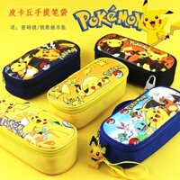 Pupil pen bag male girl pokemon lovely Pikachu pencil bag portable belt combination lock pencil case