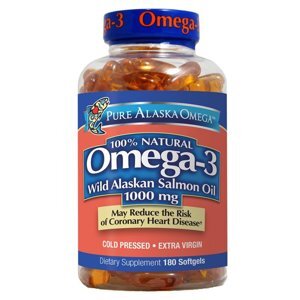 Viên bổ sung Omega 3, DHA, EPA giúp não phát triển từ dầu cá hồi tự nhiên Pure Alaska Omega 3 180 viên