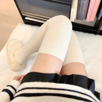Pure Desire Trắng Over-the-Knee Tất Nữ Thu Đông Xuân Thu Phong Cách Cọc Tất Bảo Vệ Chân Đùi Tất Vớ Giày Stocking