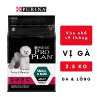 Purina Pro Plan - Thức ăn cho Chó trưởng thành, Vóc nhỏ, Hỗ trợ lông mượt, Vị gà, 2.5kg/gói