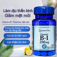 Puritan's Pride Vitamin B1 250mg100 Viên Thiamine VB Dành Cho Người Lớn Hệ Thần Kinh Mệt Mỏi Và Căng Thẳng