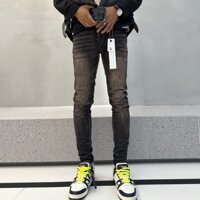 Purple Jeans  High Street Trend Fashion New Black Men's Jeans Wash Nostalgic Pleated Hip Hop Brand High Quality Elastic Slim Fit Jeans