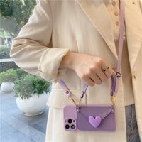 Purple Love iPhone 14 plus Dây chéo 14promax 13promax 12promax 11promax Dạo phố XS MAX xr Giá đỡ thẻ 7plus 8plus 6splus 15promax 15plus 15pro