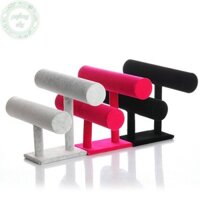 Pusky 2 Tầng Lắc Tay Vòng Tay Hiển Thị Giá Đỡ T-Bar Đứng Nhung Đen Trưng Bày Đứng VN