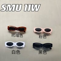 Pux6 Miu Miu 23 New Women's Clothes Sunglasses High Version Letter Plate Fashion Black Gold Sun Glasses Retro Cat Eye Smu11w