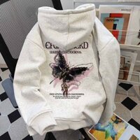 PUYE Áo hoodie họa tiết bướm Nam Áo nỉ Thu-Đông Nam Áo nỉ dài tay cổ tròn 100% cotton