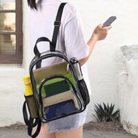 PVC Clear Backpack Transparent Bag with Pocket Waterproof Notebook Daybag Laptop Organizer for Unisex Adults Sports Travel Workplace