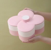 Pvn18830 khay đựng bánh kẹo, mứt 2 tầng hình cánh hoa mẫu mới